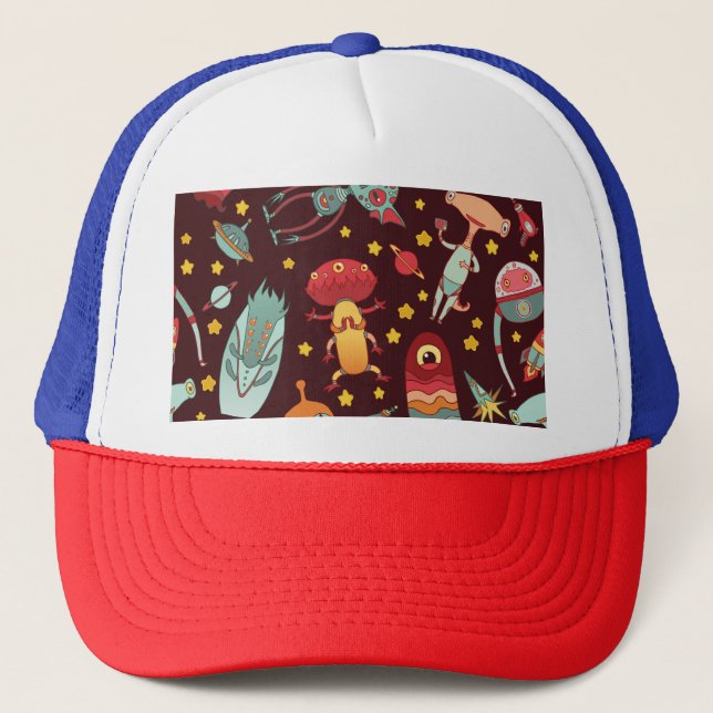 Boné Cartoon de alienígena: Divertimento no Espaço Vint (Frente)