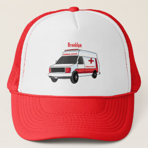 Boné Cartoon de ambulância vermelha