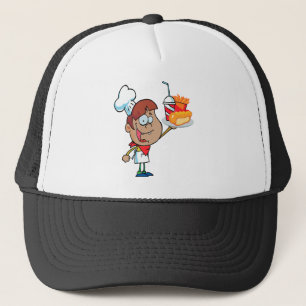 Boné cartoon fast comida waiter