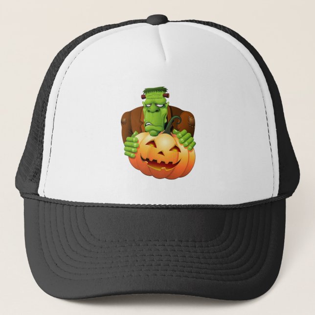 Boné Cartoon Frankenstein Monster com Pumpkin (Frente)