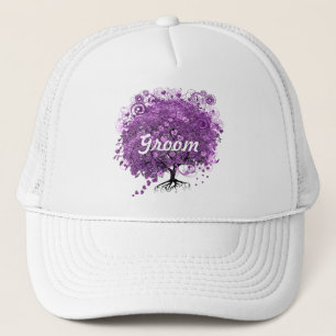 Boné Casamento elegante da árvore da folha de Purple
