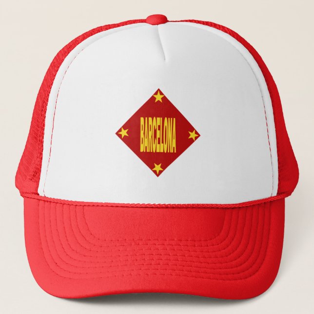 Boné Casquette trucker blanc rouge Design BARCELONA (Frente)