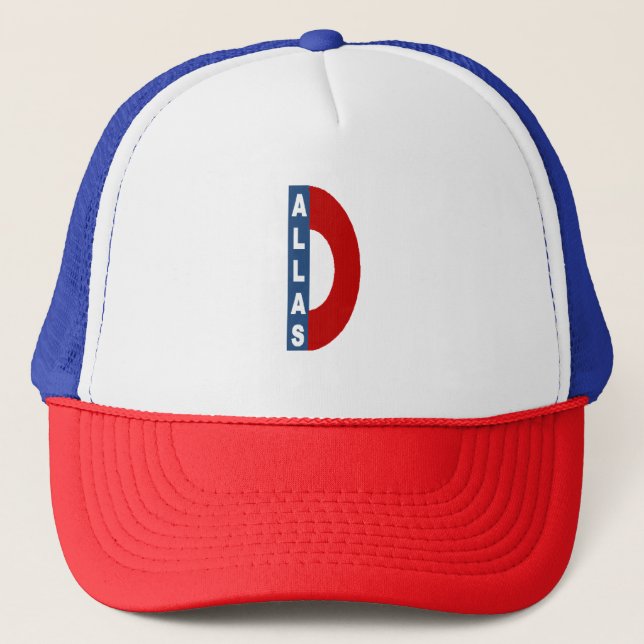Boné Casquette Trucker bleu blanc rouge DESIGN DALLAS (Frente)