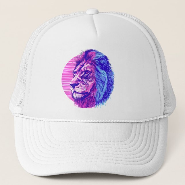 Boné Casquettes Trucker Lion Vaporwave   (Frente)