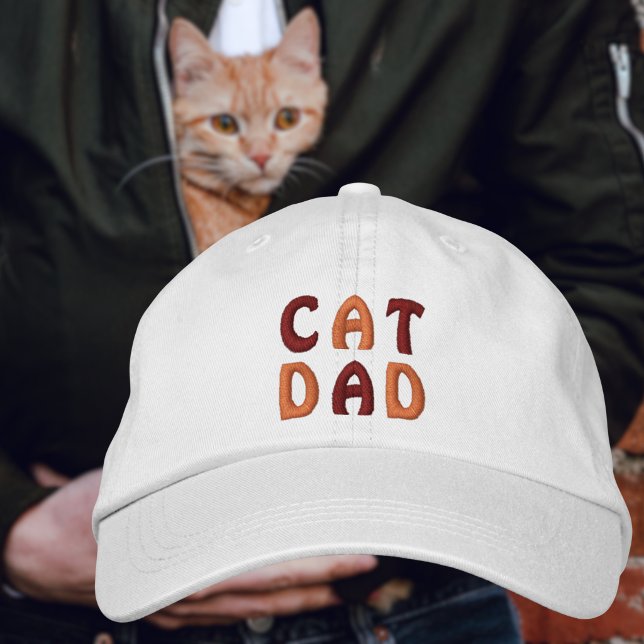 Boné CAT DAD Orange and Brown Typography (Criador carregado)