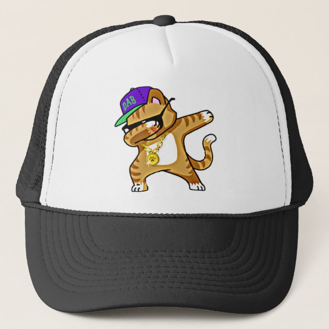 Boné Cat Kitten Dab Hoodie Trucker Hat (Frente)