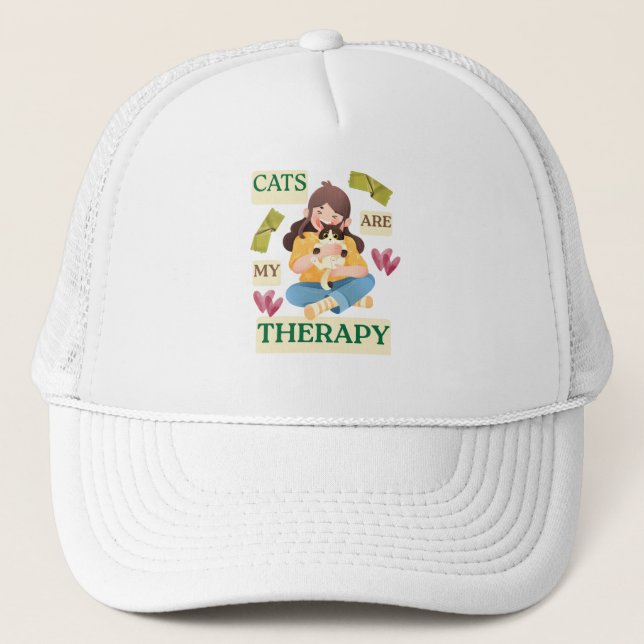 Boné Cats Are My Therapy – Cute Cat Lover Design (Frente)
