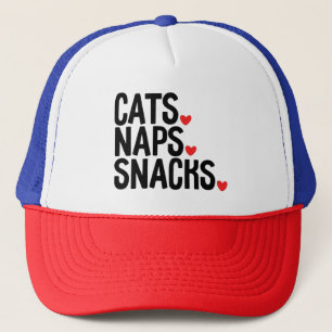 Boné Cats Naps Snacks - Amantes de gatos
