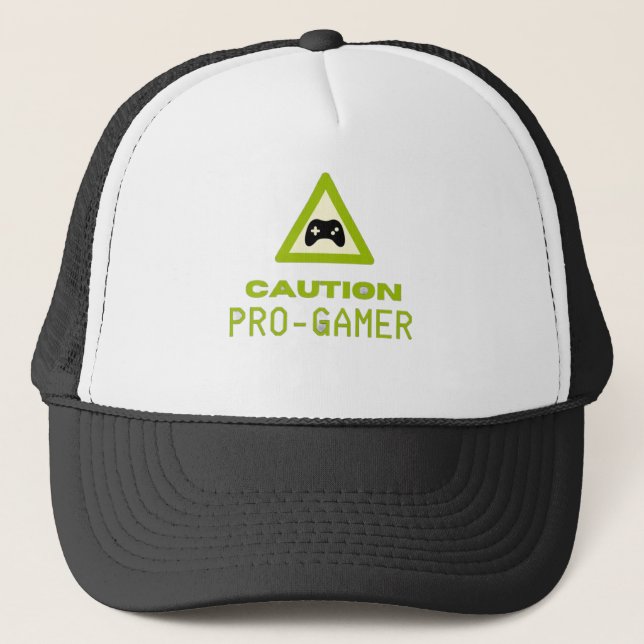 Boné Caution Pro-Gamer Trucker Hat - Retro Gaming Style (Frente)