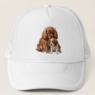 Boné Cavalier Spaniel Rubi e seu filhote Blenheim