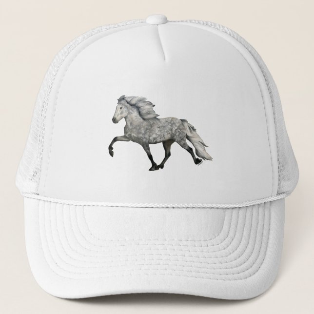 Boné Cavalo islandês cinza com manchas carismático (Frente)