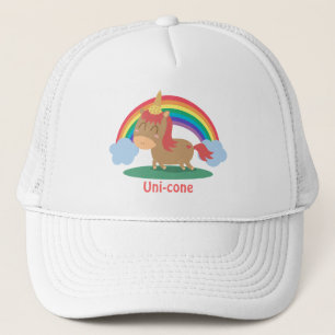 Boné Cavalo Marrom Kawaii tentando ser um Unicórnio