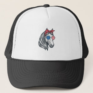 Boné Cavalo Patriótico Com Óculos De Sol De Bandeira Vi