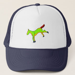 Boné Cavalo verde com tons de vermelho na cauda