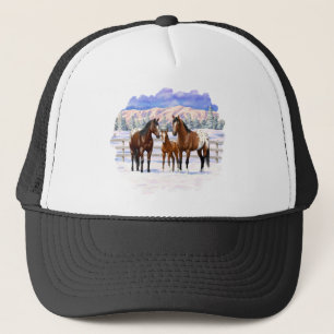 Boné Cavalos Appaloosa De Baía Castanha Em Neve