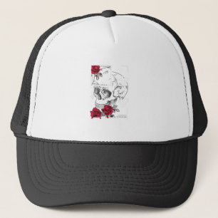 Boné Caveira Com Flores - Design de Estilo Japonês Urba