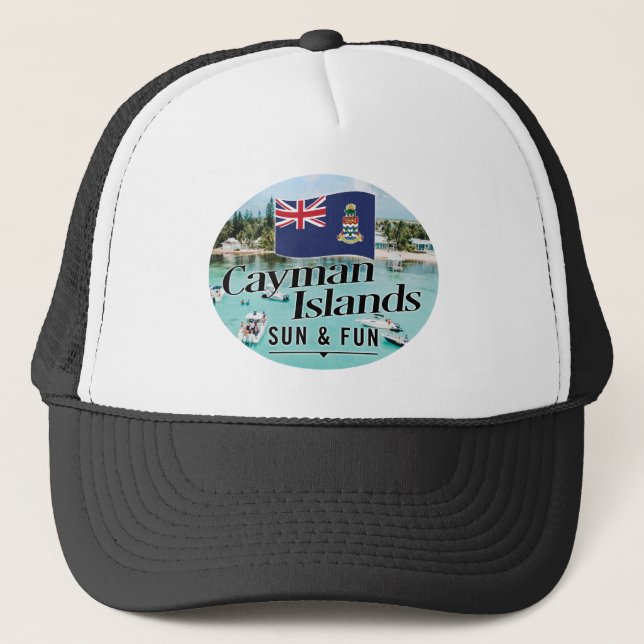 Boné "Cayman Islands Sun & Fun" Com Bandeira (Frente)