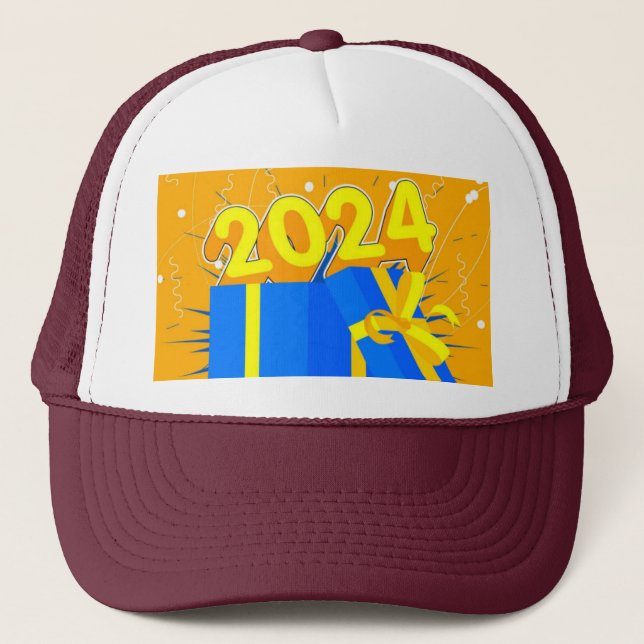Boné Celebre o ano de 2024 com Caixa de Presente Branca (Frente)