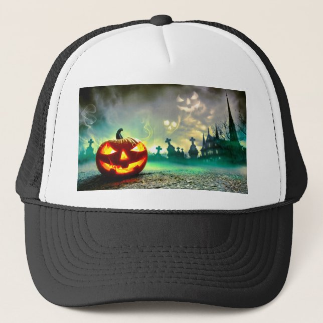 Boné Cemitério de Feliz Halloween de SlipperyJoe c (Frente)