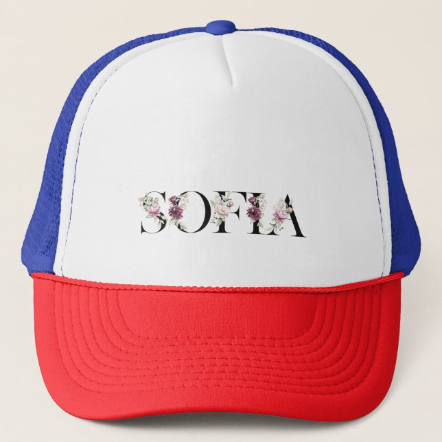 Boné Chamo-me Sofia. Chamo-me Sofia. (Frente)