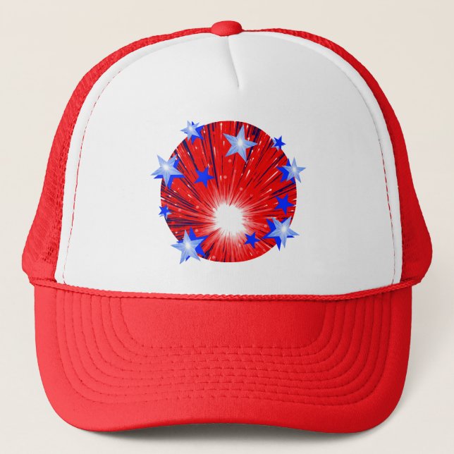 Boné Chapéu Azul Branco Vermelho para Fogo (Frente)