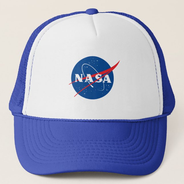 Boné Chapéu Básico Icônico da NASA (Branco/Azul Netuno) (Frente)