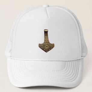 Boné Chapéu branco de martelo de Thor dourado