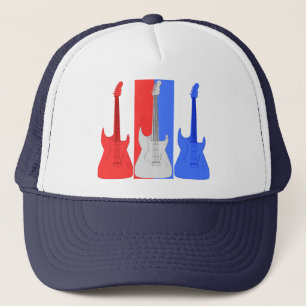 Boné Chapéu branco e azul vermelho das guitarra