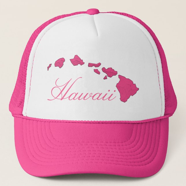 Boné Chapéu branco rosa das ilhas Hawaii (Frente)