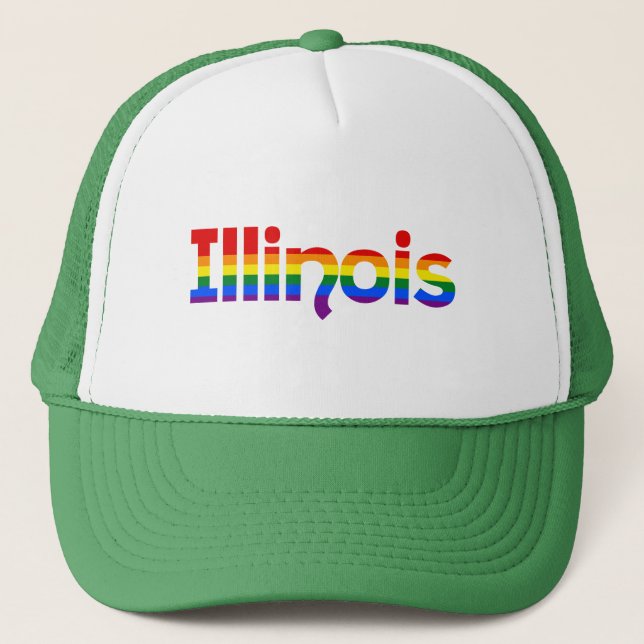 Boné Chapéu com texto em arco-íris de Illinois (Frente)