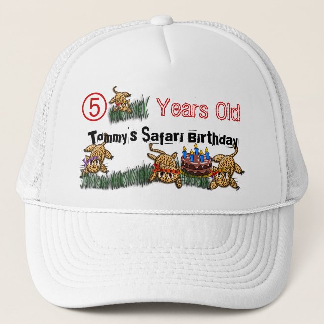 Boné Chapéu de Aniversário do Ultra Cute Leopard Safari (Frente)