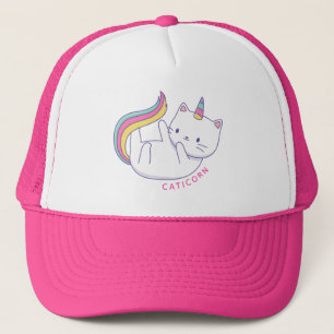 Boné Chapéu de Caminhoneiro Caticórnio Meowgical Arco-í