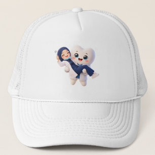 Boné Chapéu de Caminhoneiro com Mascote de Dente de Den