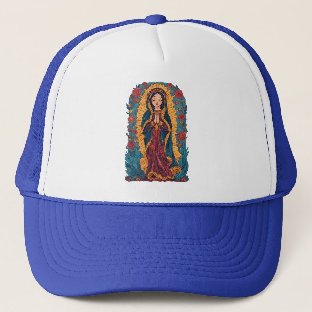Boné Chapéu de Caminhoneiro da Virgem de Guadalupe Fofa (Frente)