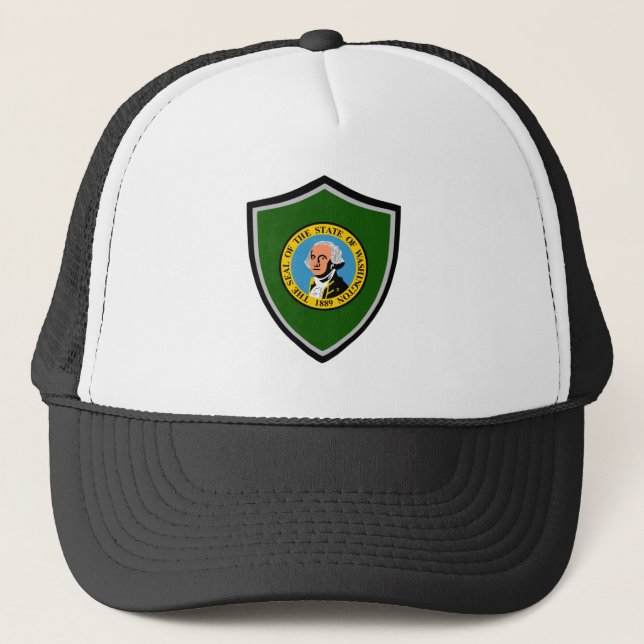 Boné Chapéu de caminhoneiro de Washington flag (Frente)
