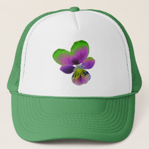 Boné Chapéu de Caminhoneiro Purple e Green Pansy