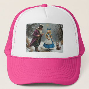 Boné Chapéu de caminhoneiro rosa de Alice no inverno