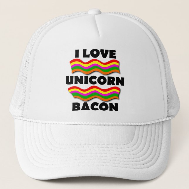 Boné Chapéu de Caminhoneiro Unicórnio Bacon Funny Ball  (Frente)
