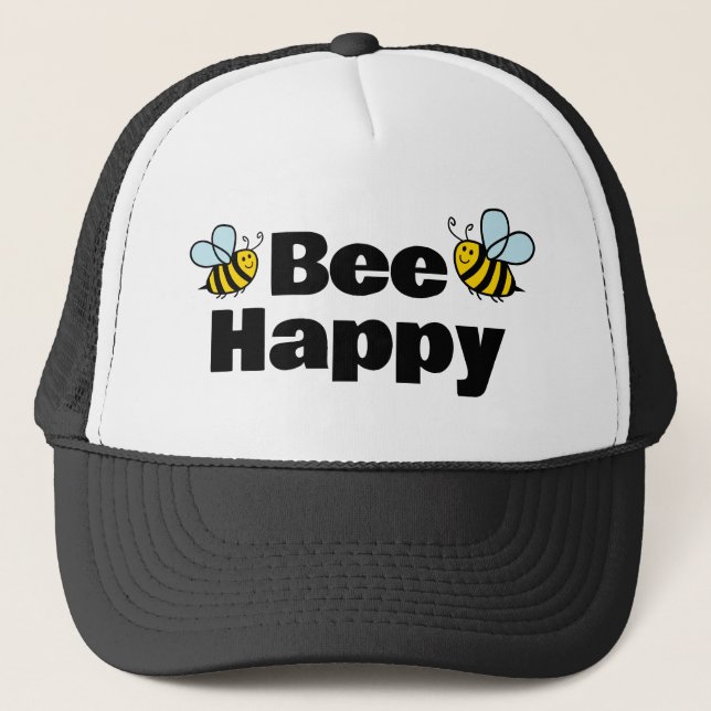 Boné Chapéu de camionista da Bee Happy para apicultor (Frente)