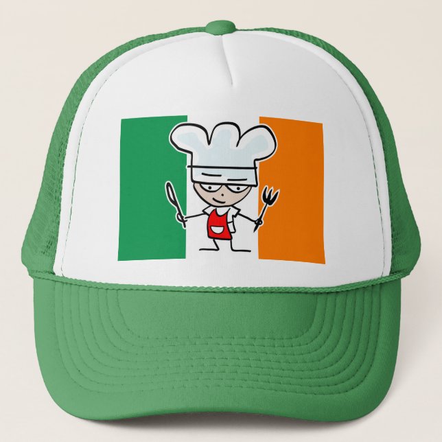Boné Chapéu de chef com bandeira irlandesa e desenho le (Frente)