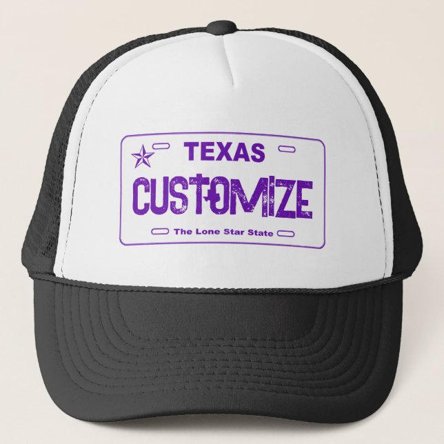 Boné Chapéu de licença do Texas roxo personalizável (Frente)