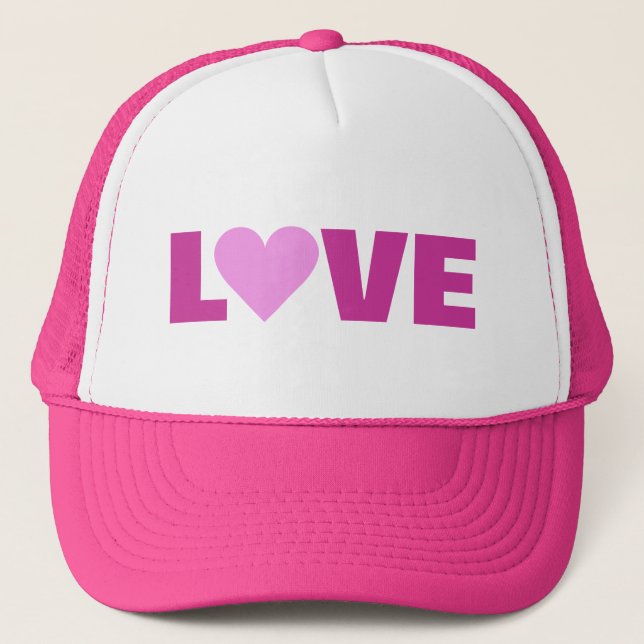 Boné Chapéu de Namorados de Coração Rosa (Frente)