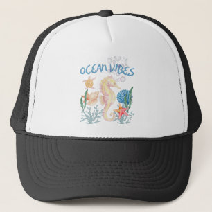 Boné Chapéu de praia cavalo-marinho vibes oceânicas