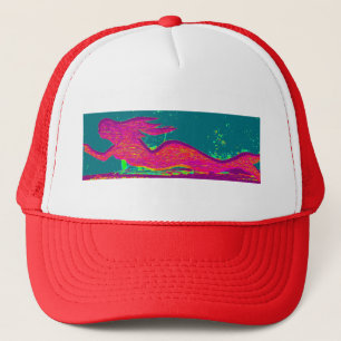 Boné chapéu de sereia de natação vermelha