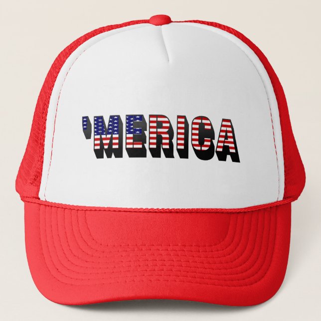 Boné chapéu do camionista da bandeira de 3D MERICA E.U. (Frente)