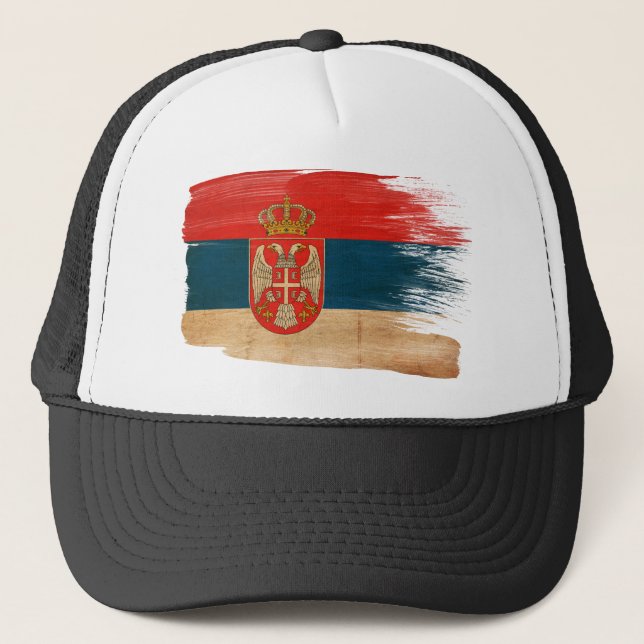 Boné Chapéu do camionista da bandeira de Serbia (Frente)