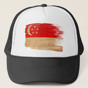 Boné Chapéu do camionista da bandeira de Singapore