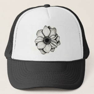 Boné Chapéu do camionista da flor de Dotwork