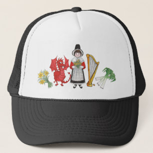 Boné Chapéu do camionista: Galês, Daffodils, dragão,
