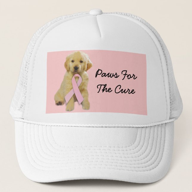 Boné Chapéu do cancro da mama do golden retriever (Frente)